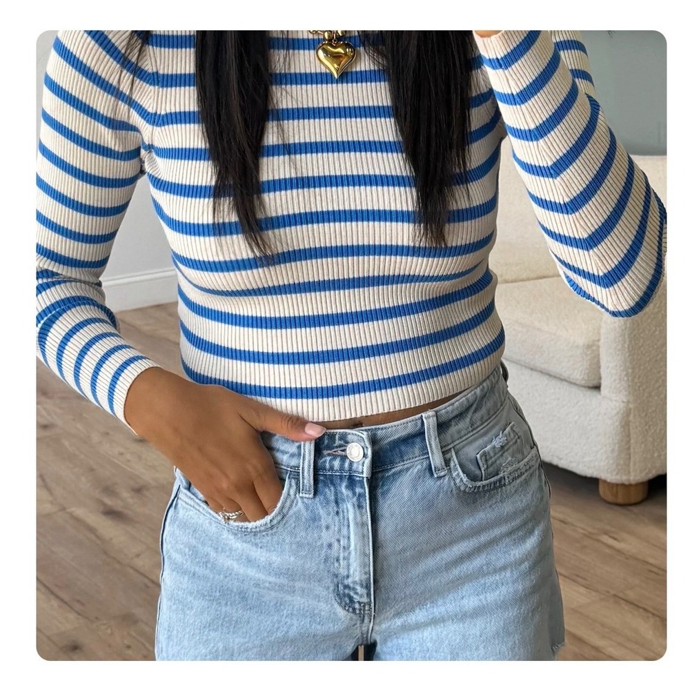 Talulah Striped Knit‎ Sweater Top Long Sleeve Crew Neck Women's Size L